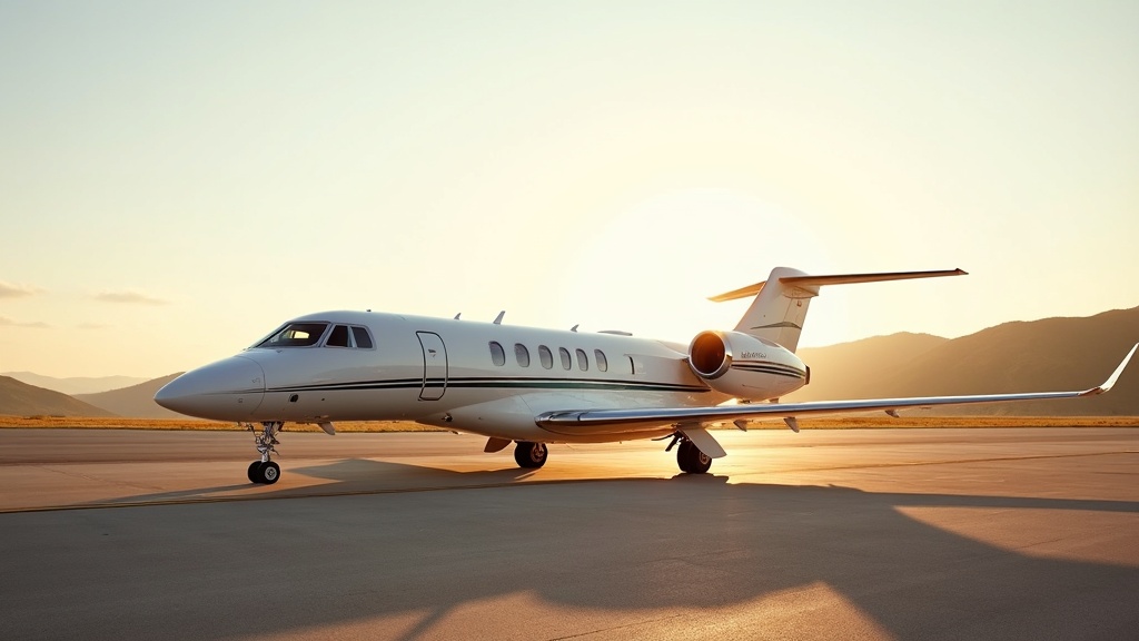 Private jet waiting on an airport tarmac next to a luxury car