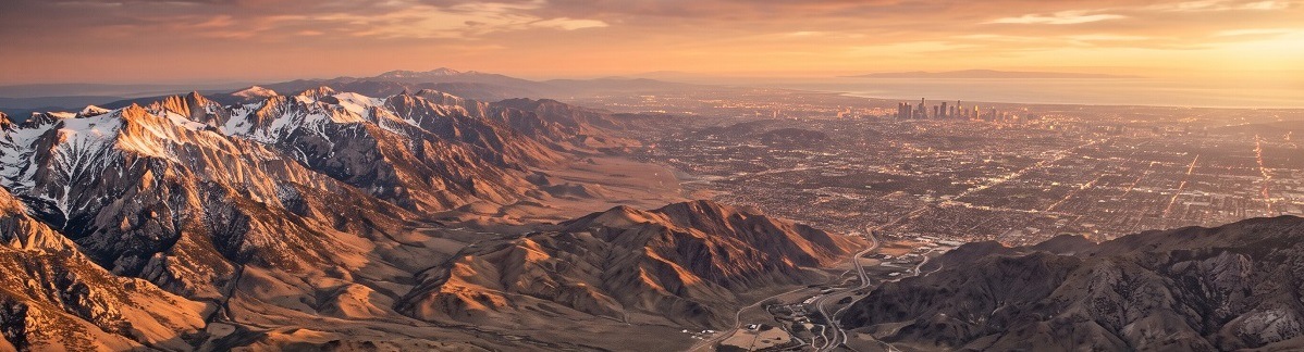 Aerial landscape indicative of the route from Reno to Van Nuys